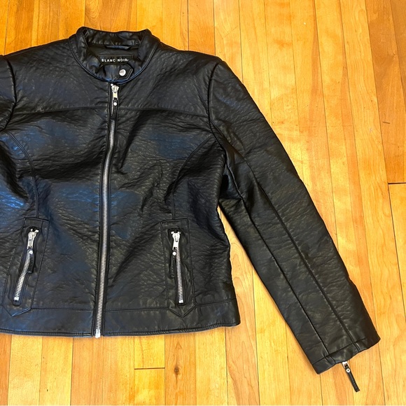 BLANC NOIR Faux Leather Jacket - Silver Zipper - XL - Picture 3 of 10